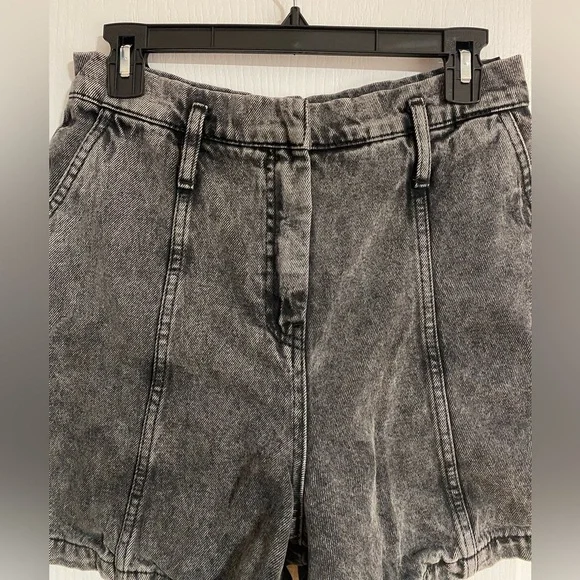 Zara High Waist Paper Bag Acid Wash Western Festival Boho Jean Shorts Size 6 - Picture 2 of 9